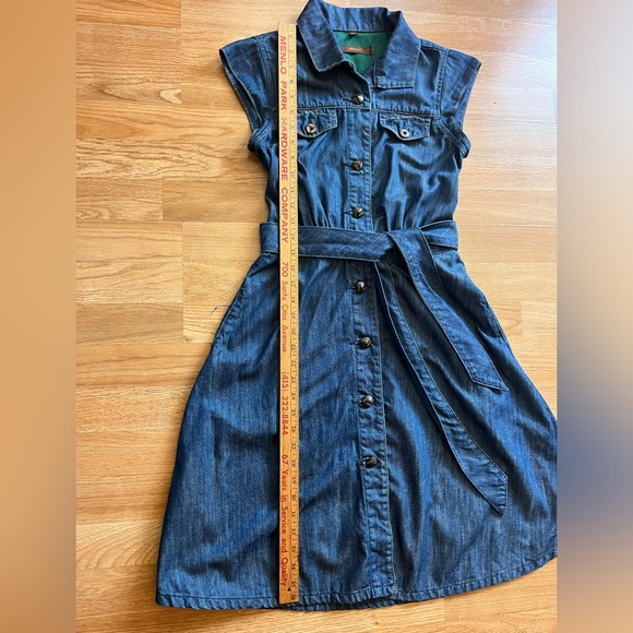 Deener Denim Cowgirl Belted Button Up Jean Dress Women’s Size 2 Fit-and-flare - Picture 5 of 6